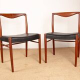 2 chaises Danoises en Teck et Skaï par Lyngfeldt Larsen 1960.