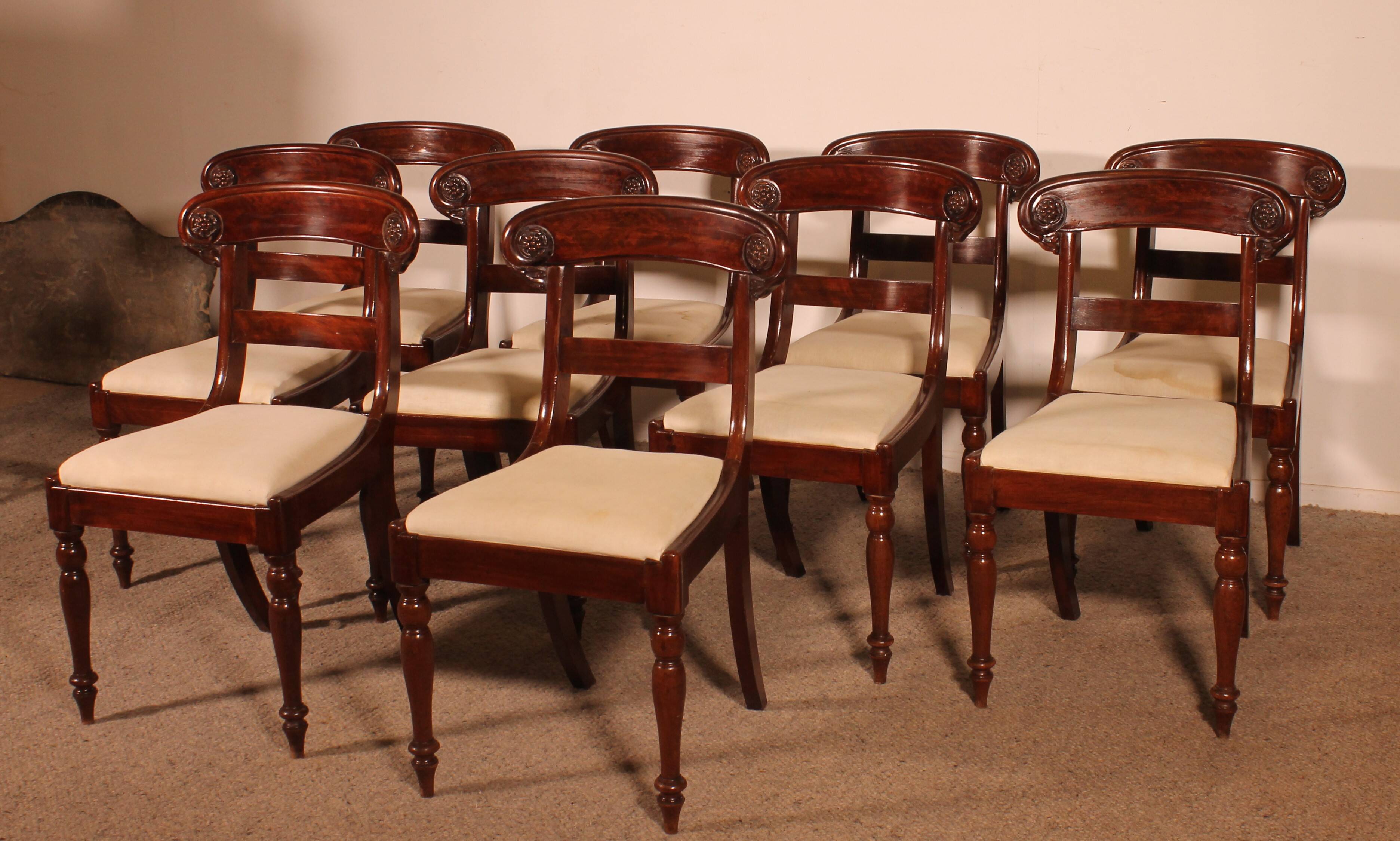 Set of 10 Restoration Period Mahogany Chairs