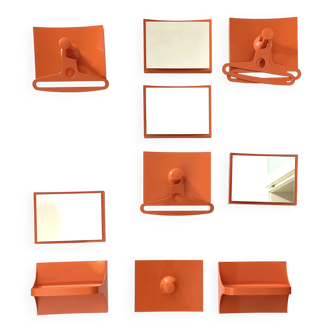 Vintage orange modular wall wardrobe, 1970s