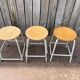 Vintage industrial stackable stool in wood and metal