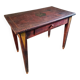 Antique French pine writing table, hand-painted folk art with drawer, signed 1916