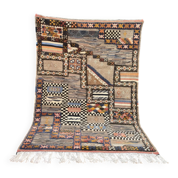 Tapis Kilim berbère fait main : Décoration murale marocaine 160 cm x 110 cm