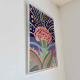 "Futuristic" wool tapestry, framed 70s