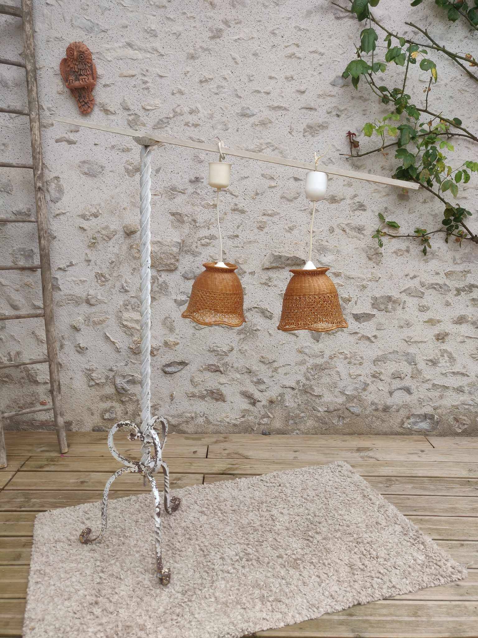 Old rattan pendant lamps