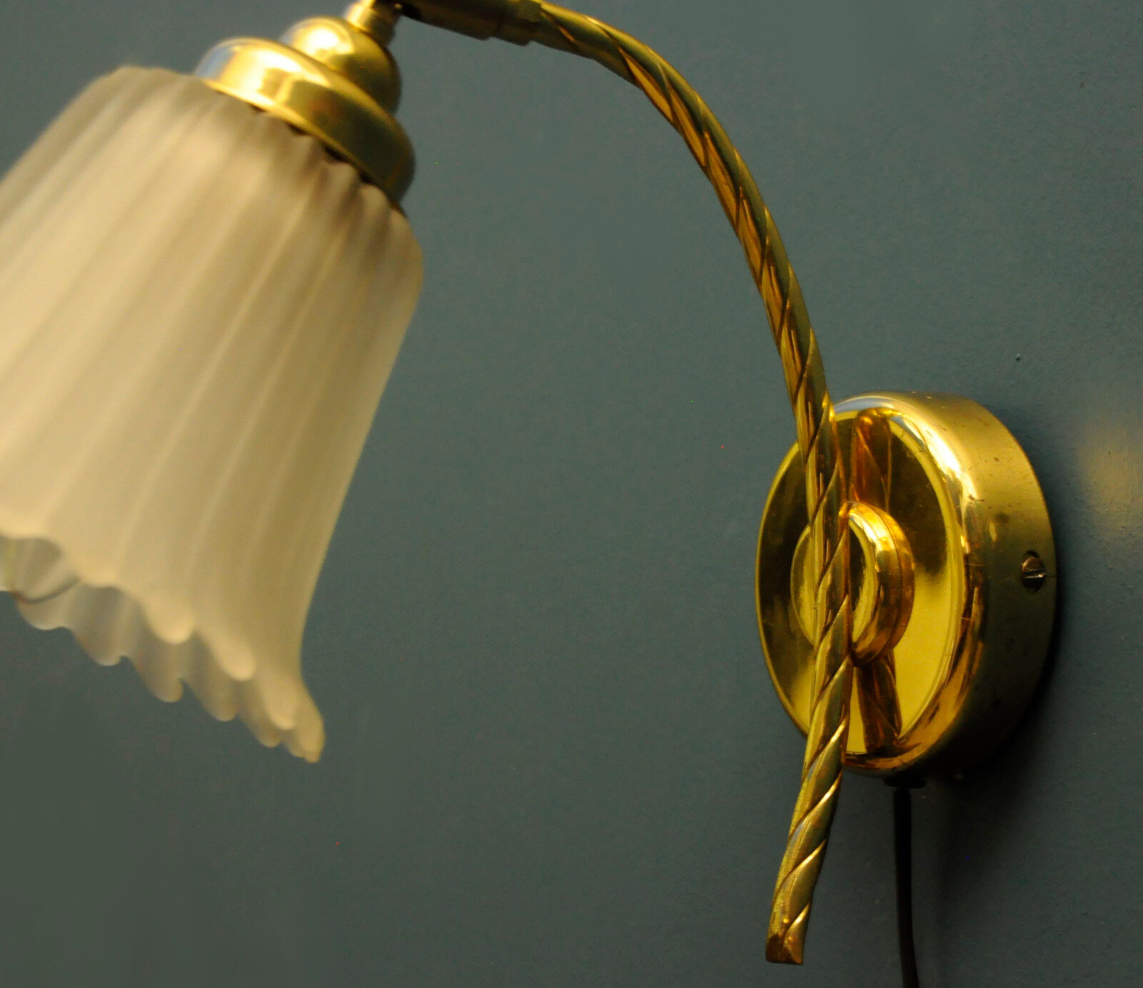 Danish wall lamp, brass and glass
