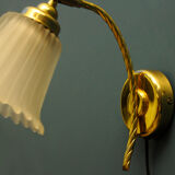 Danish wall lamp, brass and glass