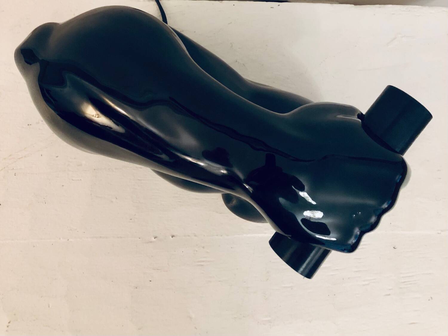 Vintage ceramic dumbbell lamp by JC Peiré