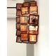 Luxury Italian Amber-Rosè “Squared” Murano Glass Gold Wall Sconces -Set of