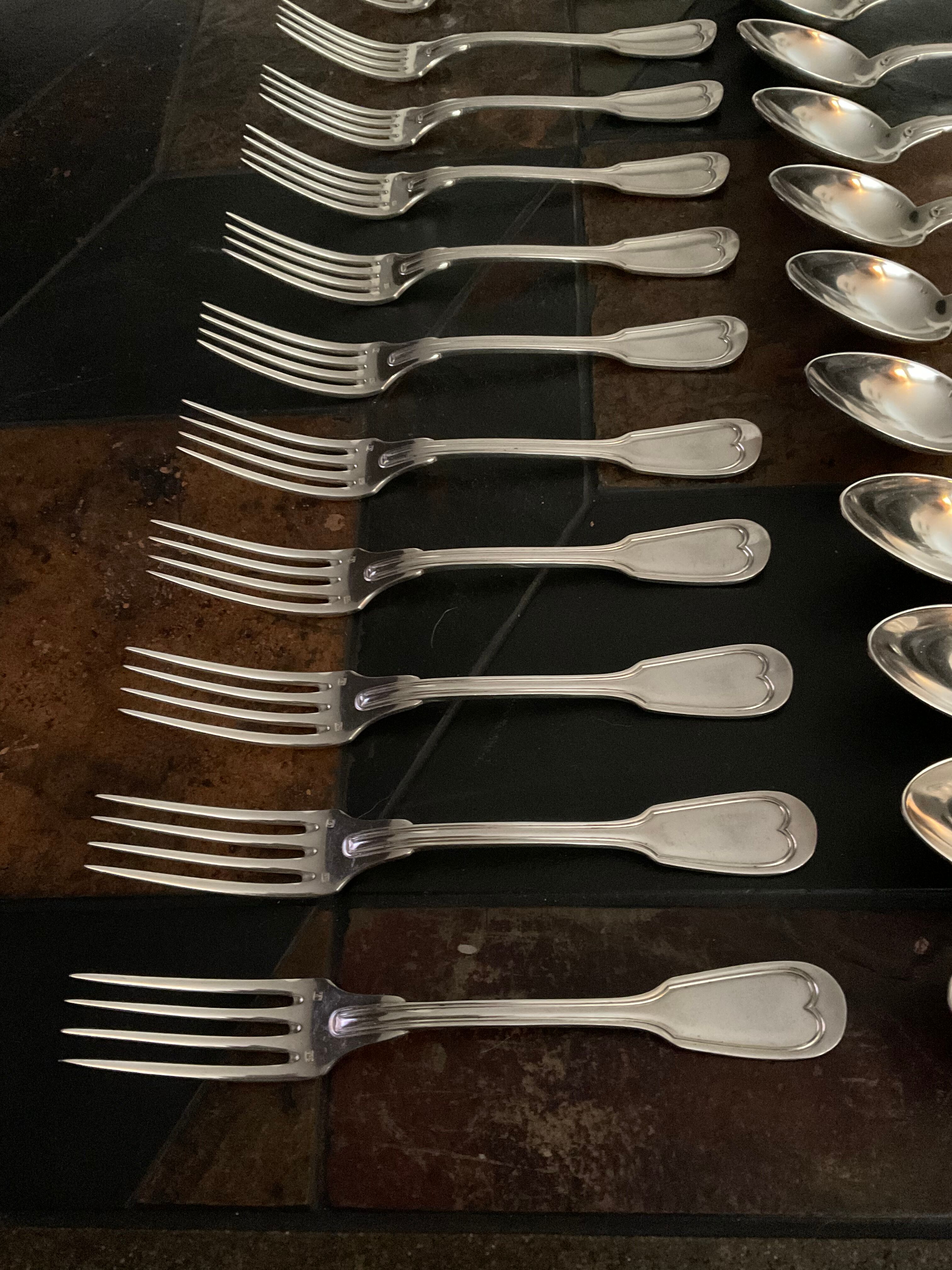 12 forks and 12 spoons.old .silver metal
