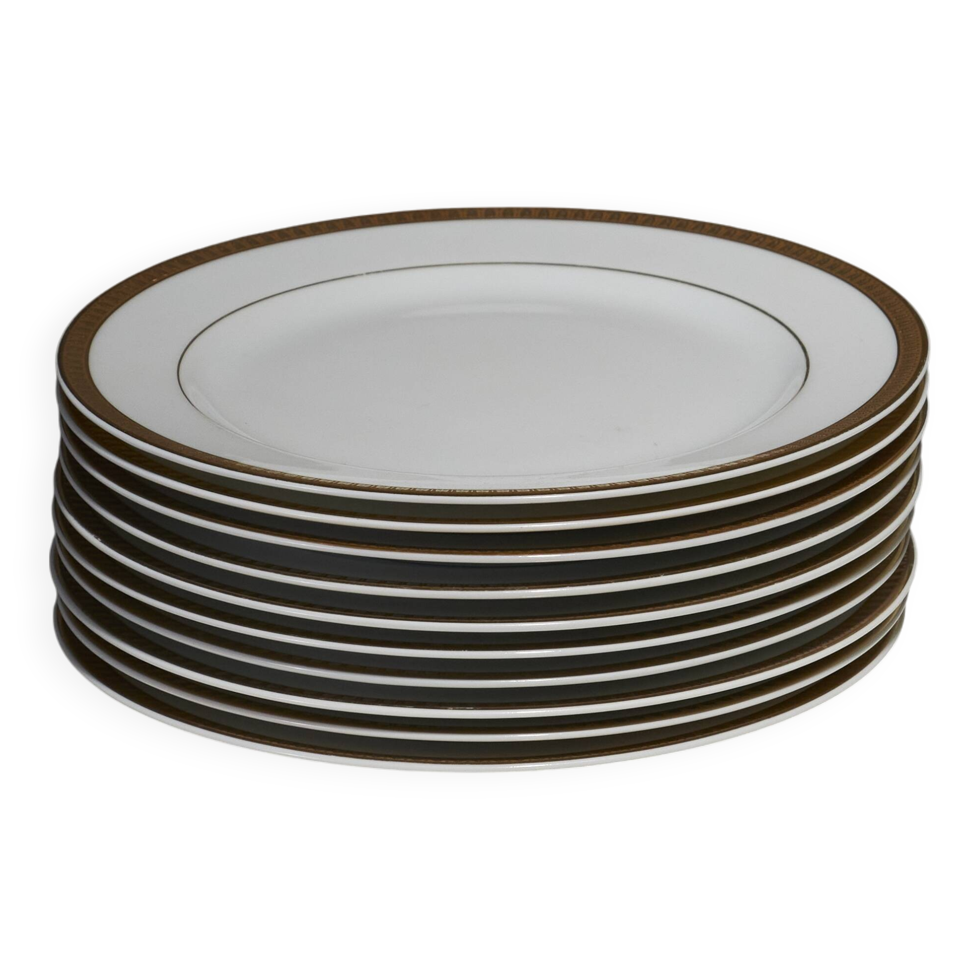 Set of 10 porcelain dessert plates, christofle, 1960s