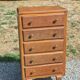 Vintage oak chest of drawers with 5 drawers from the 1950s.