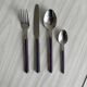 Set of 24 stainless steel and purple plastic cutlery
