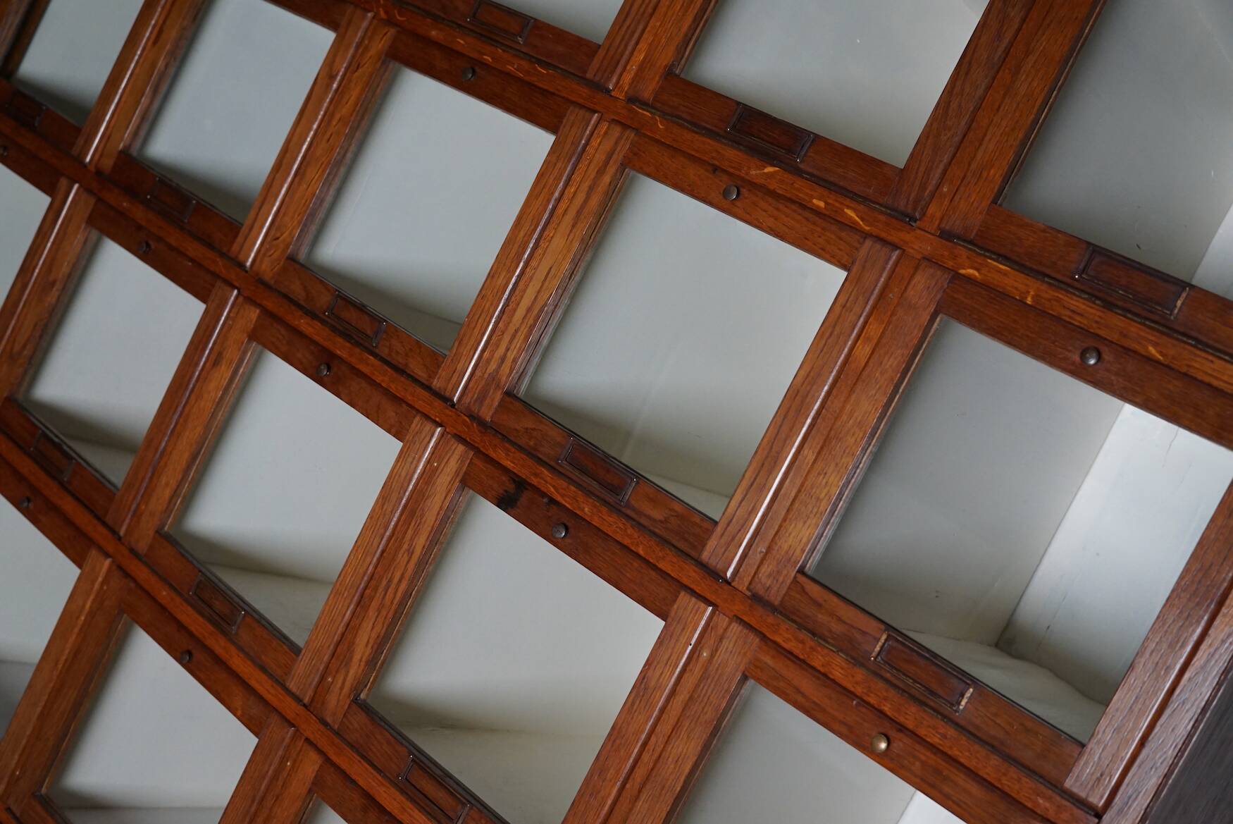 Antique Large Dutch Oak Haberdashery Shop Cabinet Folding Doors, 1920/30s