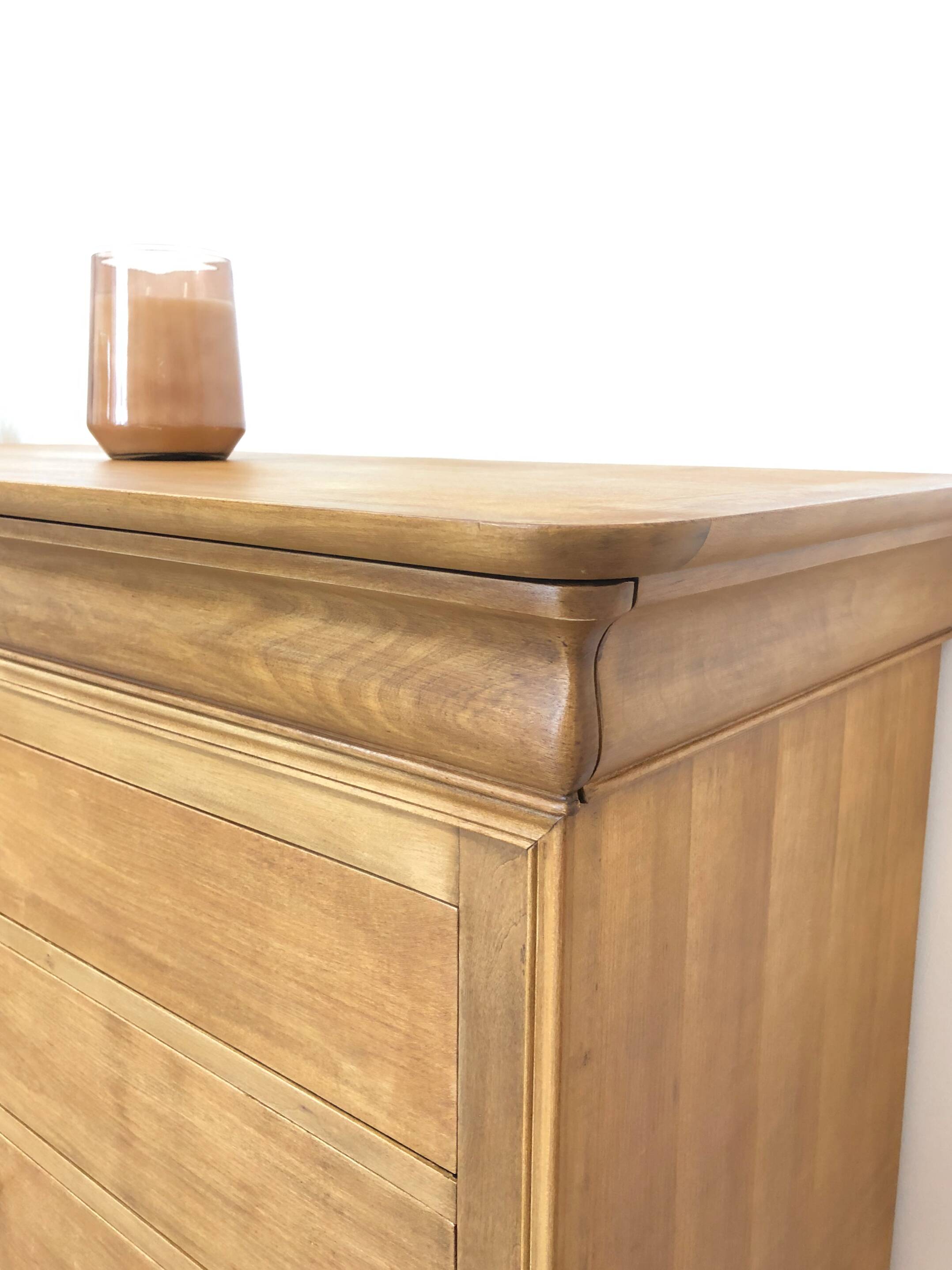 Louis Philippe style chest of drawers in solid cherry wood