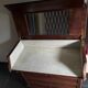 Vintage wooden toilet commode with marble top.