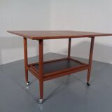 Teak Flip-Flop Expandable Cart with Removable Tray by Grete Jalk for Poul Jeppesens Møbelfabrik, Denmark, 1960s