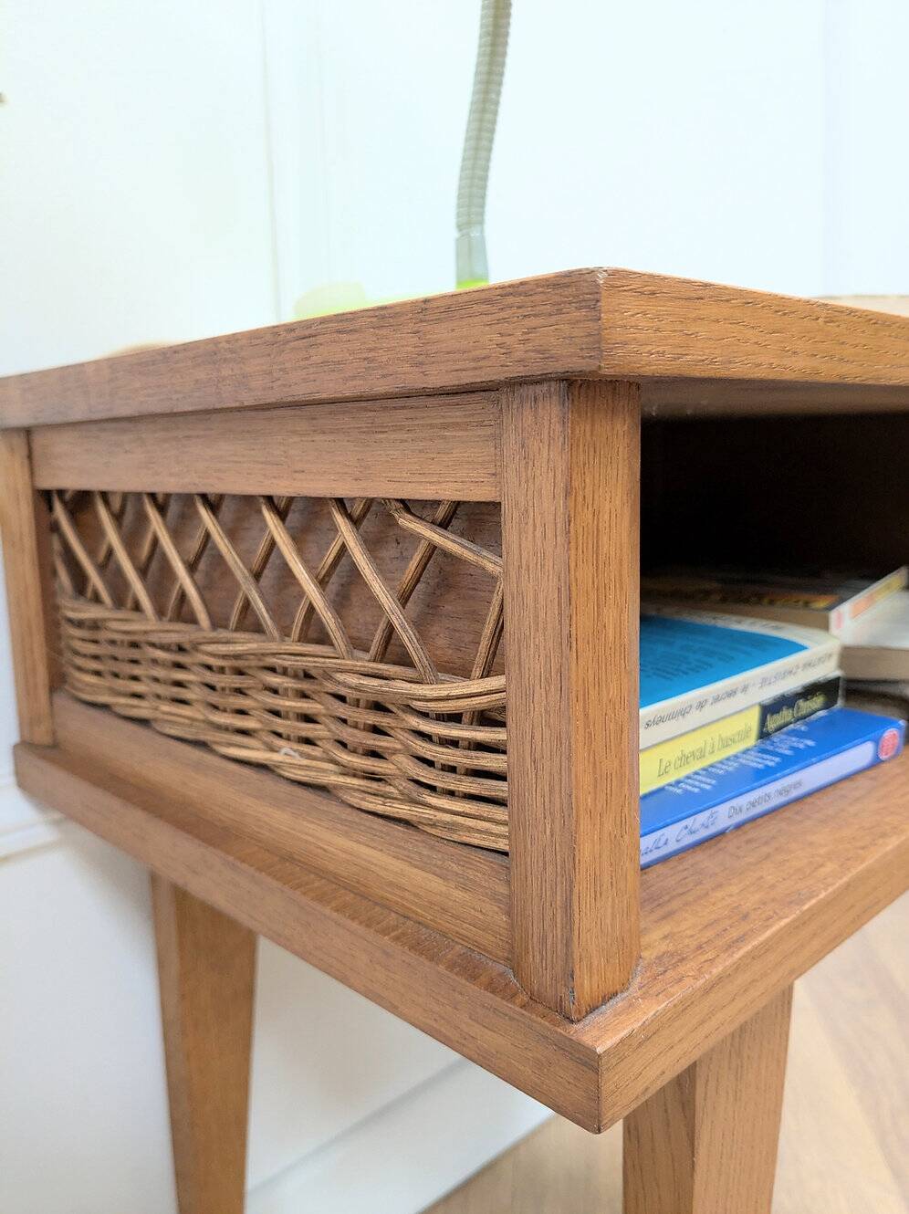 Vintage rattan bedside table