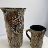 Fat lava ceramic vase and pitcher