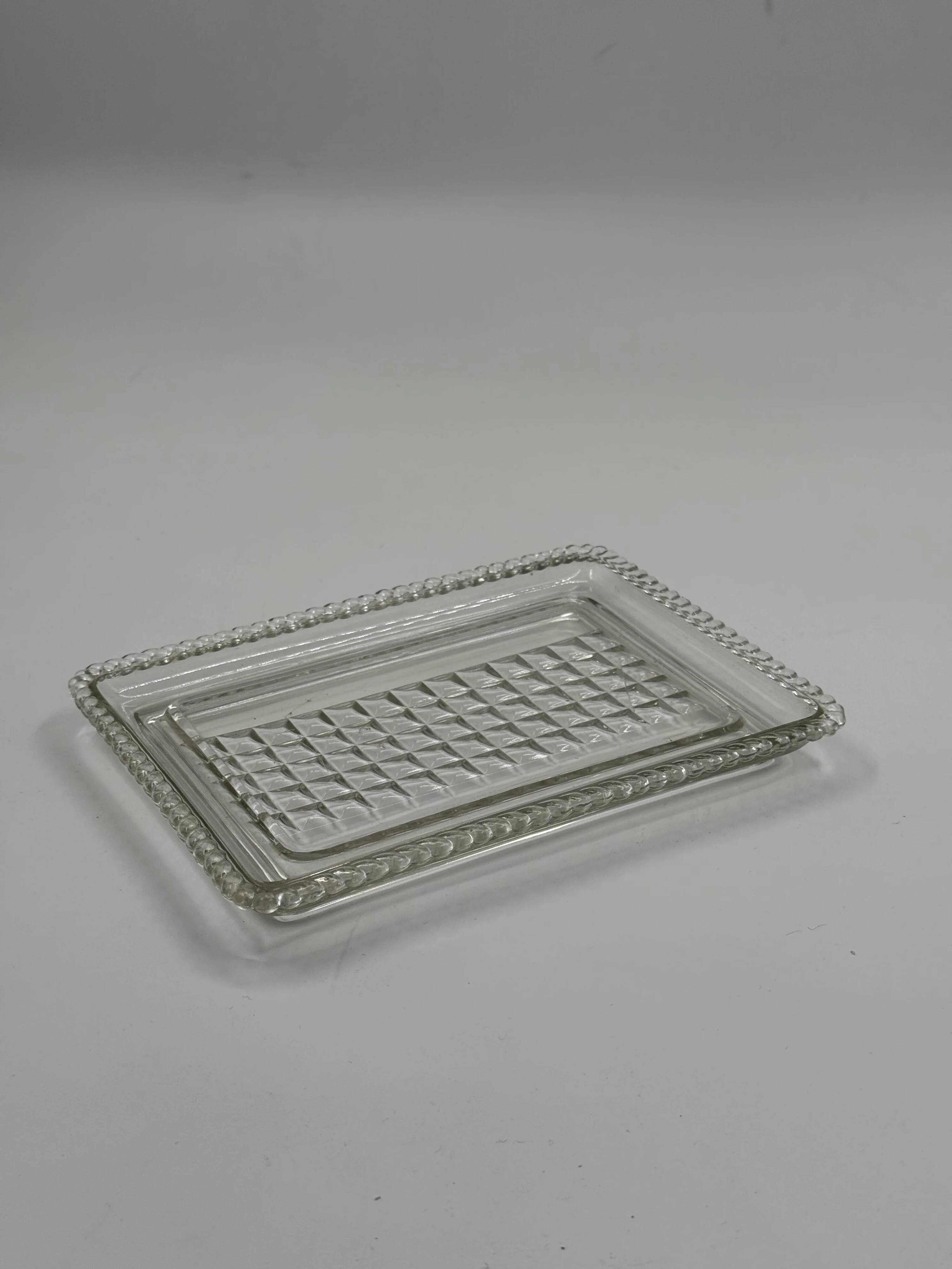 Plateau vintage en verre texturé