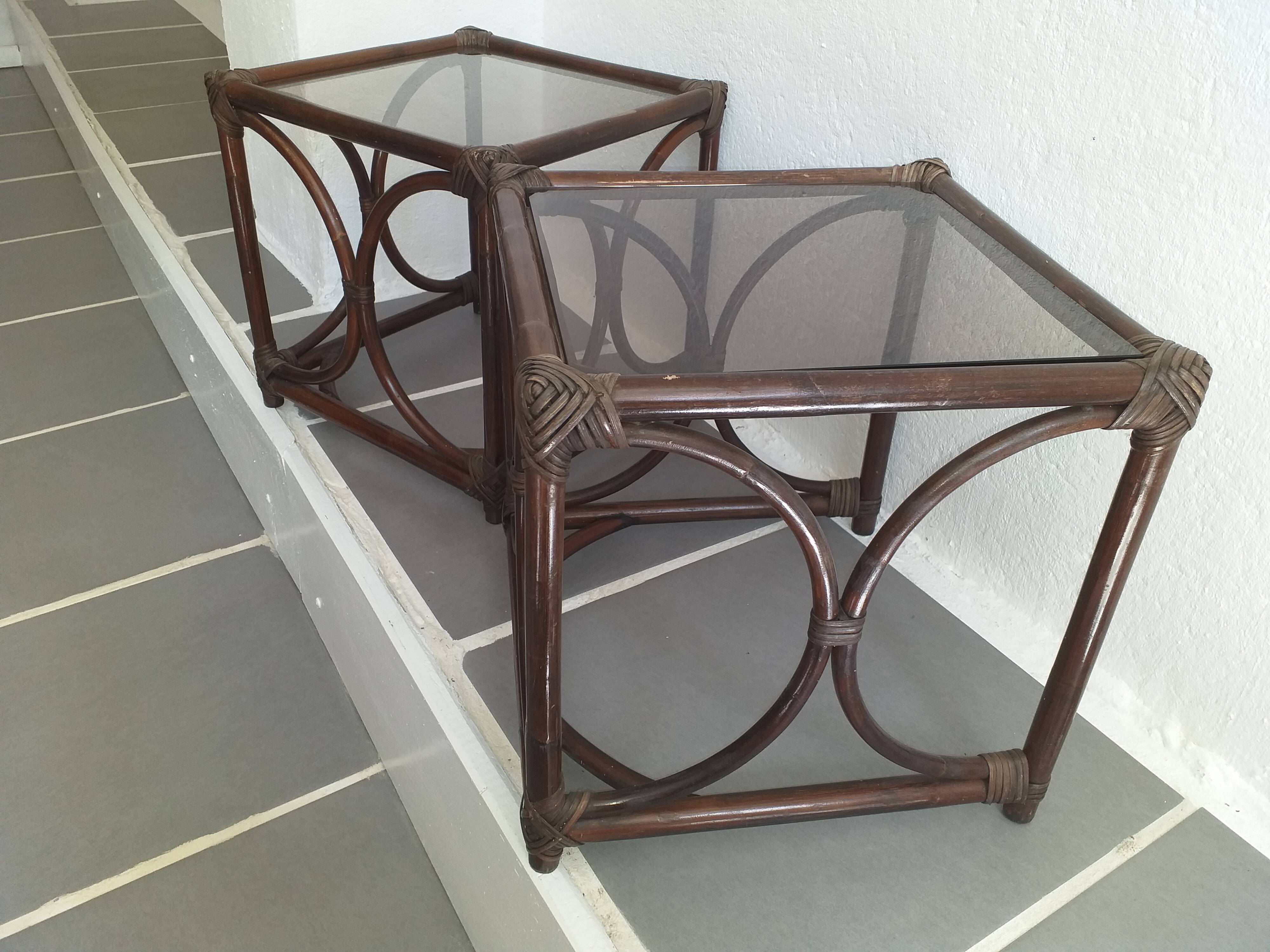 Rattan bedside tables