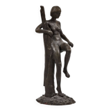 Jean-Pierre Alaux - Bronze Sculpture - Woman sitting on a branch - Signed