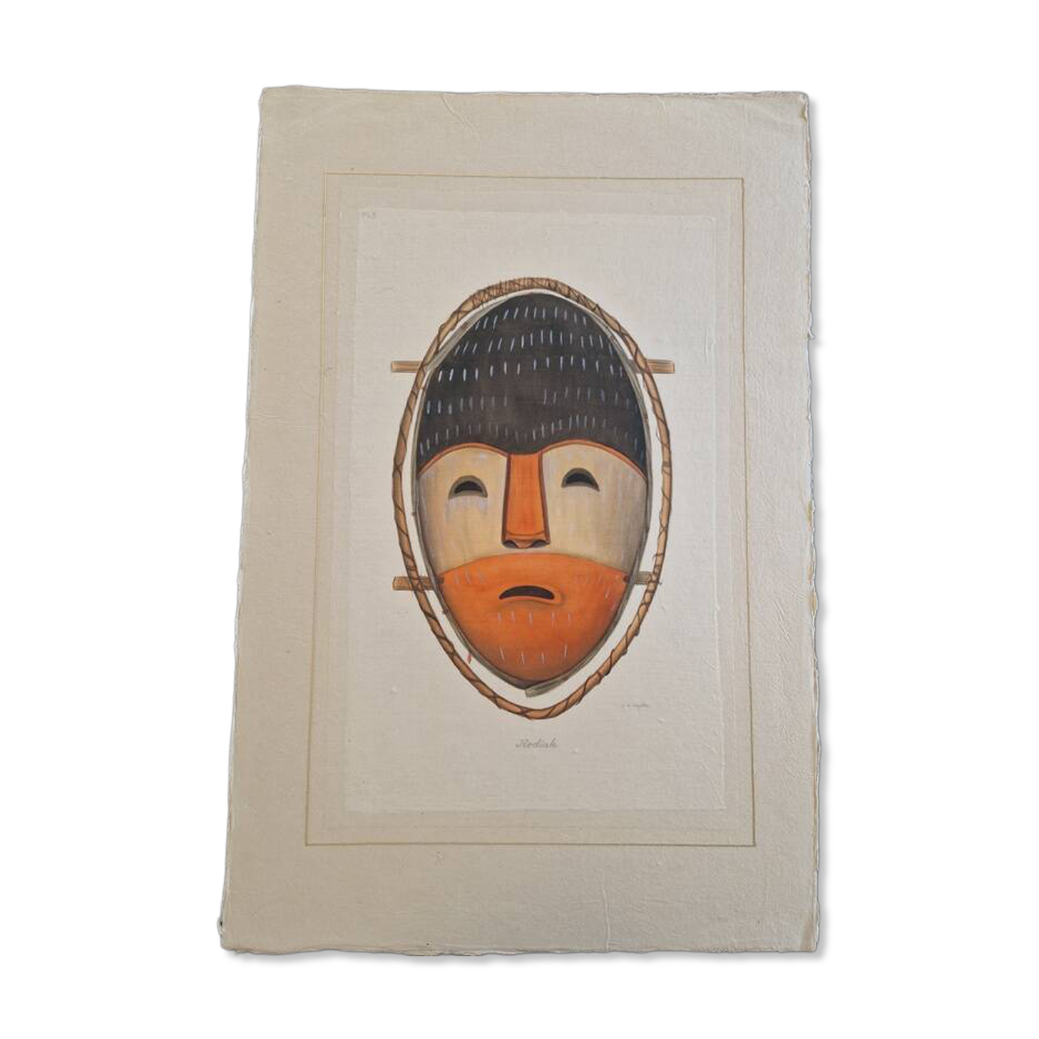 La Roche Laffitte (Born in 1943) - Watercolour drawing on silk - Mask