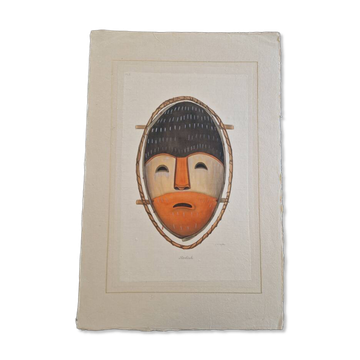 La Roche Laffitte (Born in 1943) - Watercolour drawing on silk - Mask