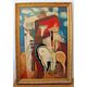 1930s Marc Chagall? Cubist figurative oil painting portrait with Horses