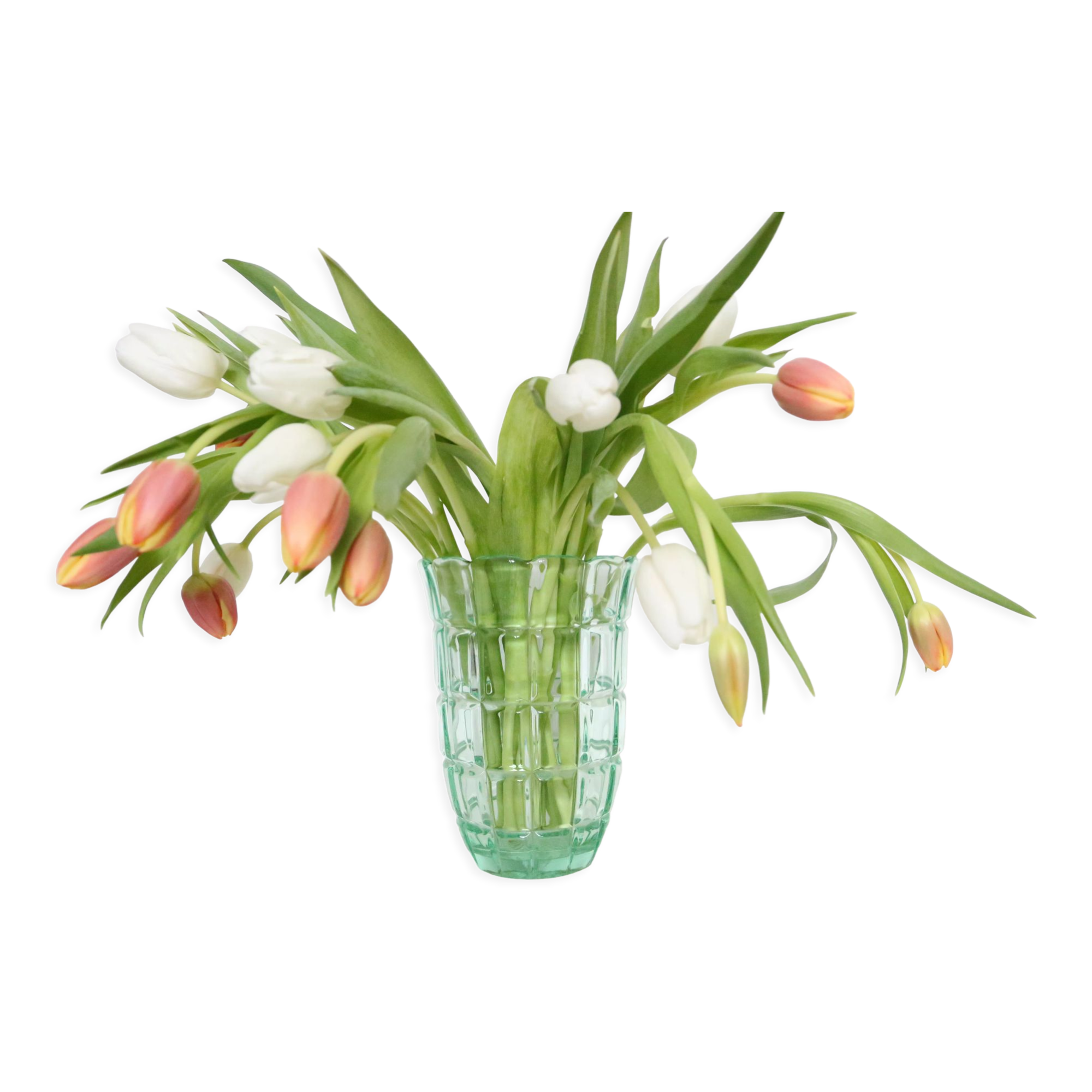 Green crystal vase, vintage French