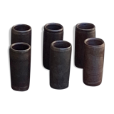 6 vintage cylindrical sandstone liqueur glasses