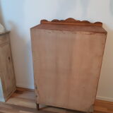 Handcrafted wooden doll cabinet, vintage French 50s