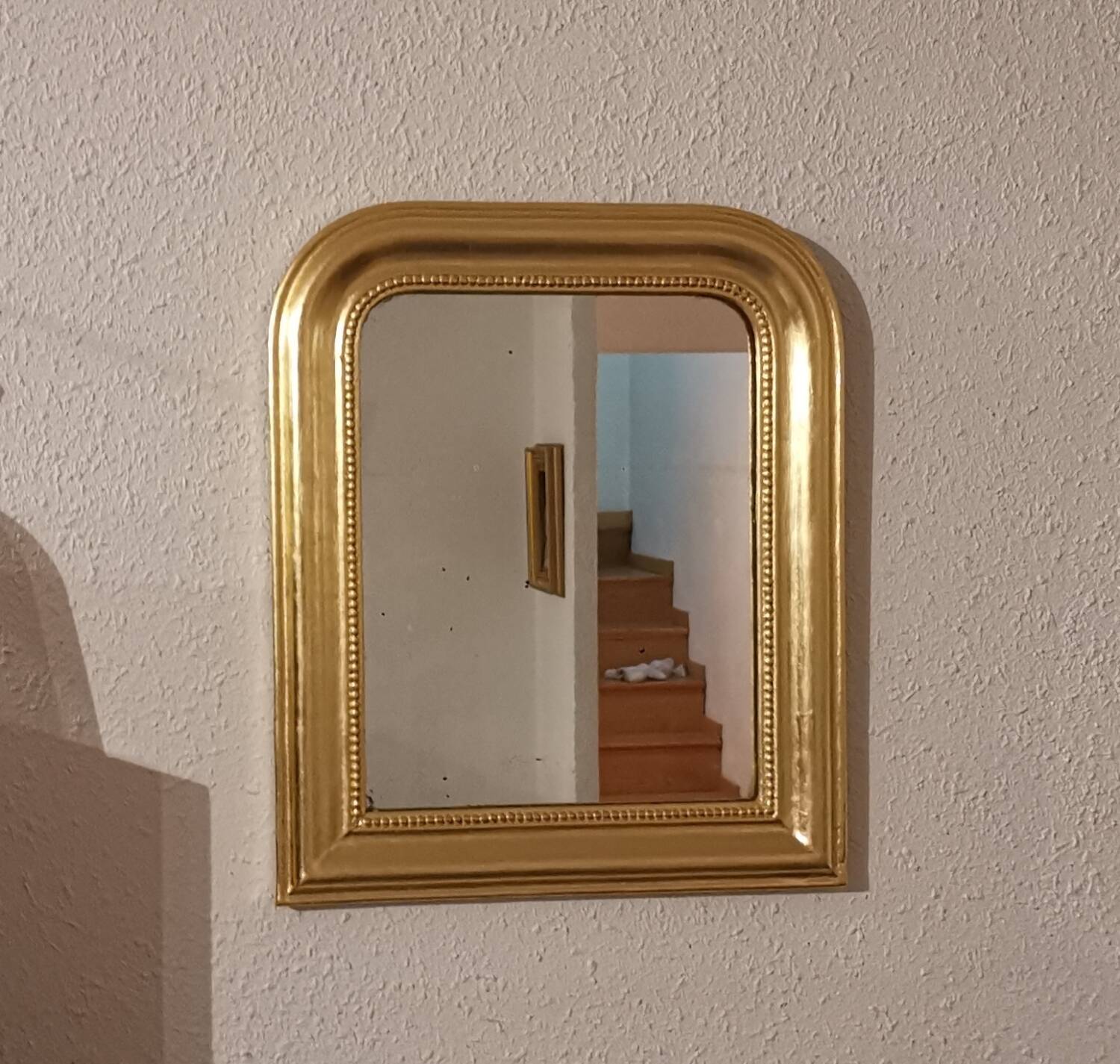 Antique Louis Phillipe mirror gilded with imitation gold copper leaf