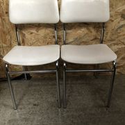 Pair of antique chairs chrome metal and skaï white 70s vintage