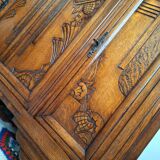 Buffet art déco plateau marbre, meuble vaisselier ancien