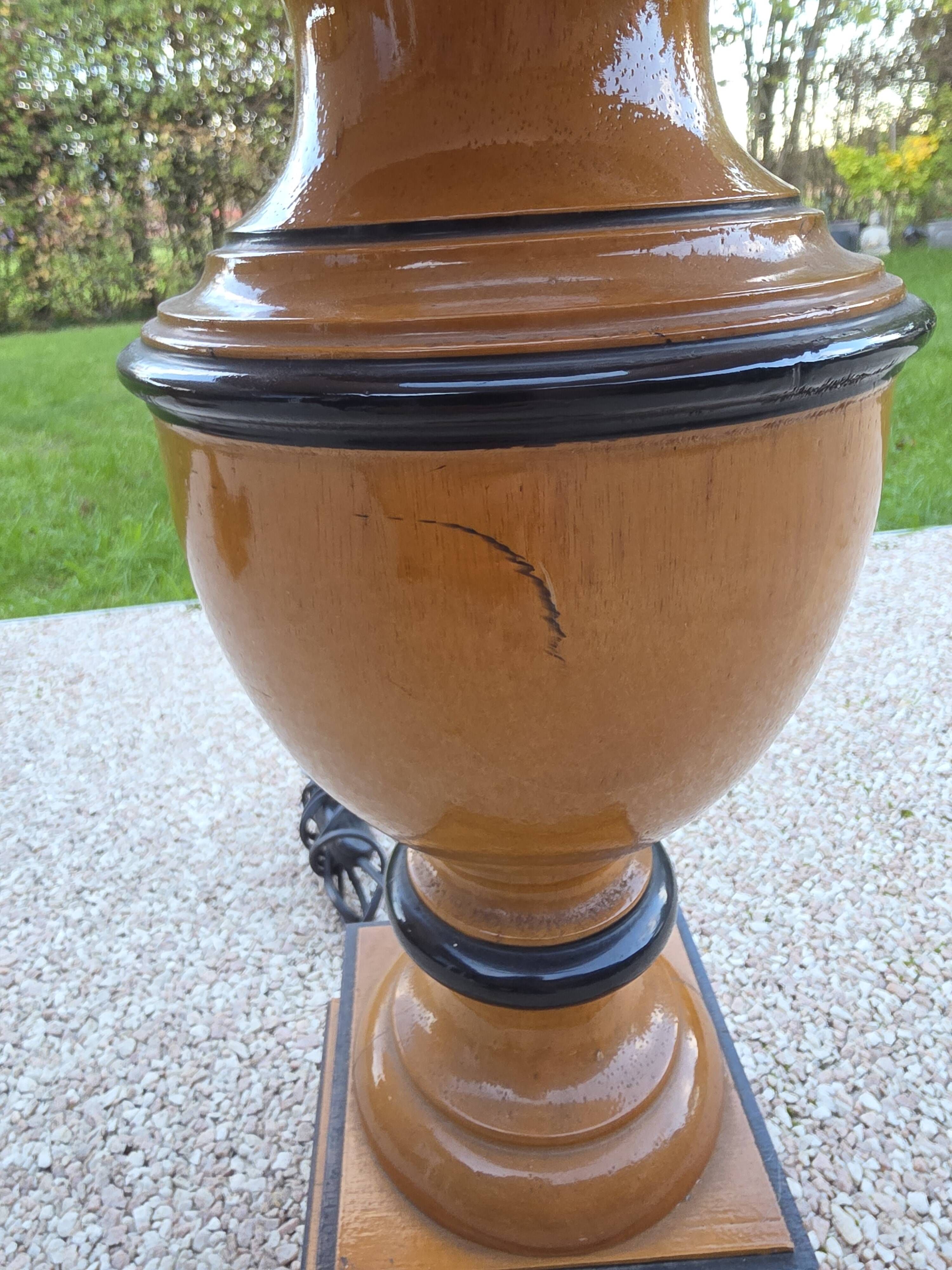 Pair of large Le Dauphin Verdennes lamps made of turned wood from the 1970s.