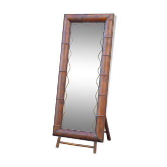 Miroir bambou sur pied