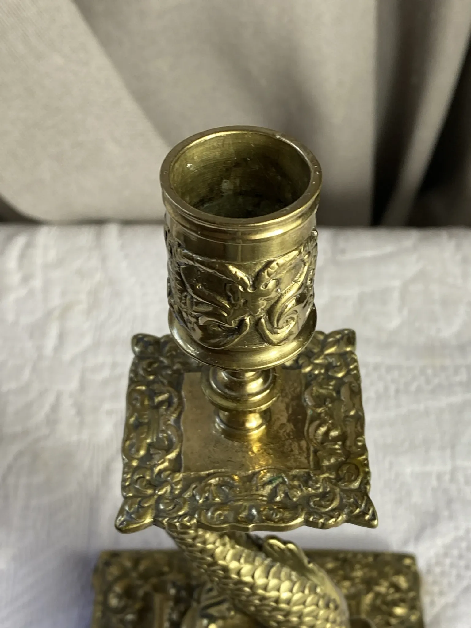 Bronze fish candlestick