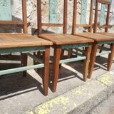 Table and chairs art deco wood and pastel