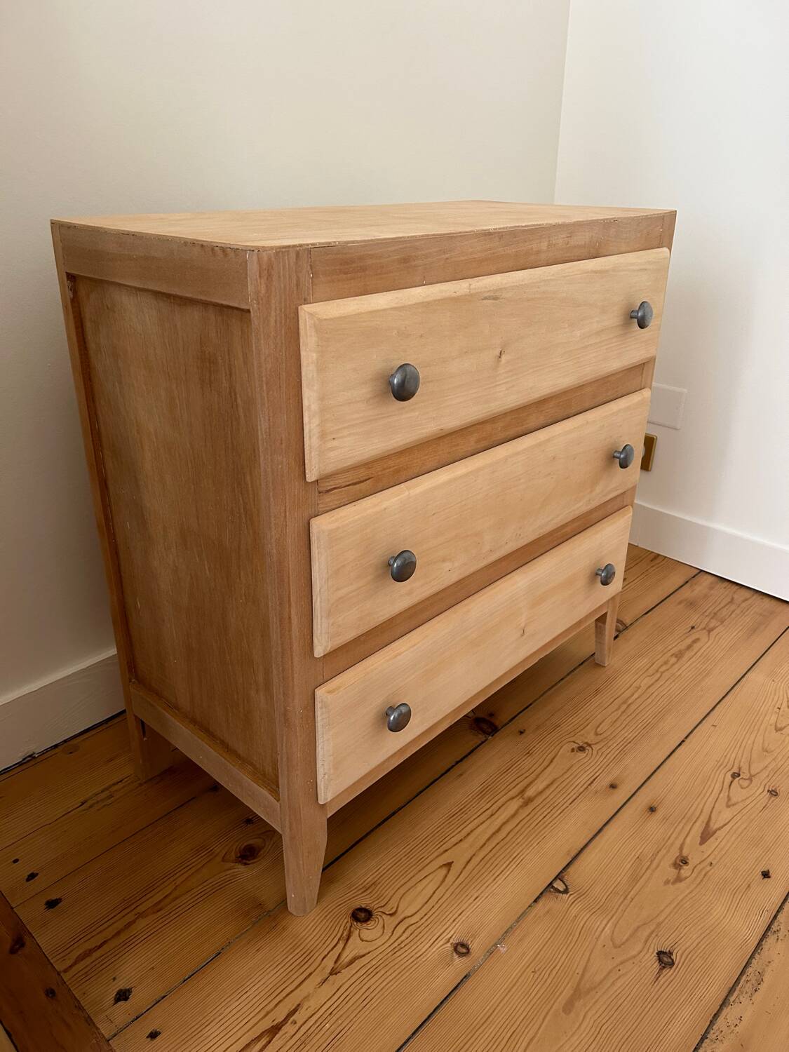Vintage raw wood chest of drawers