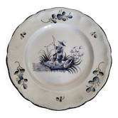 Plate KG Lunéville fisherman blue decoration