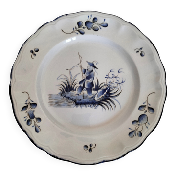 Plate KG Lunéville fisherman blue decoration