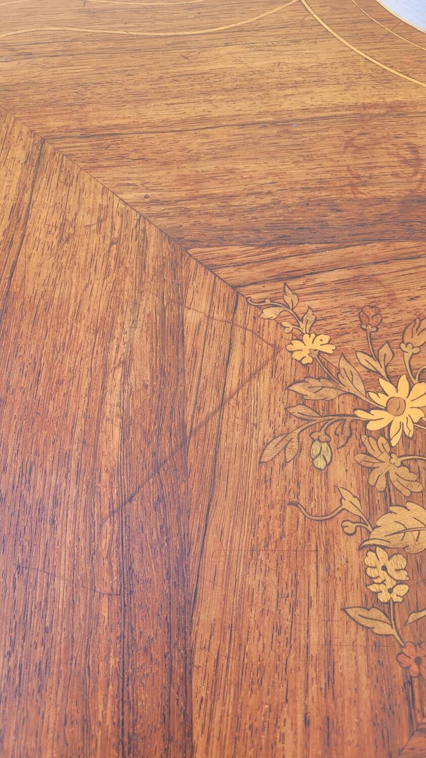 Napoleon III violin-shaped middle desk table 19th in marquetry