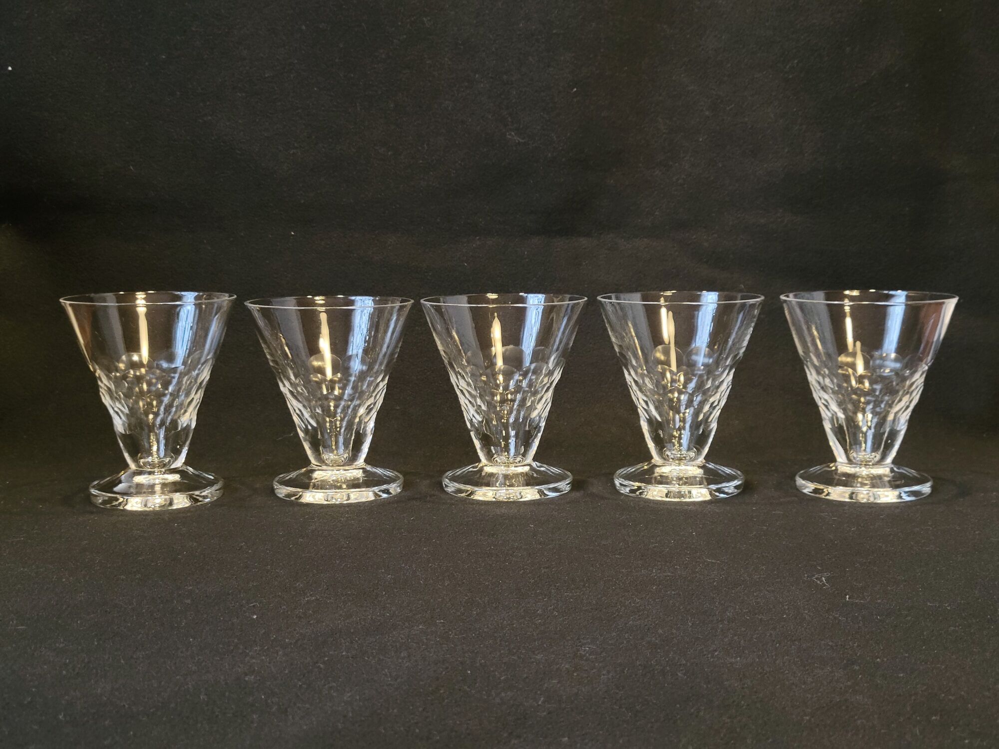 5 old glasses 1930 Verrerie Doyen Belgium model Lido faceted