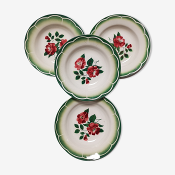 4 assiettes creuses Faïence Digoin Sarreguemines modèle "Mireille"