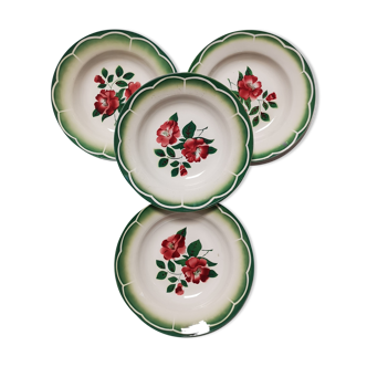 4 assiettes creuses Faïence Digoin Sarreguemines modèle "Mireille"