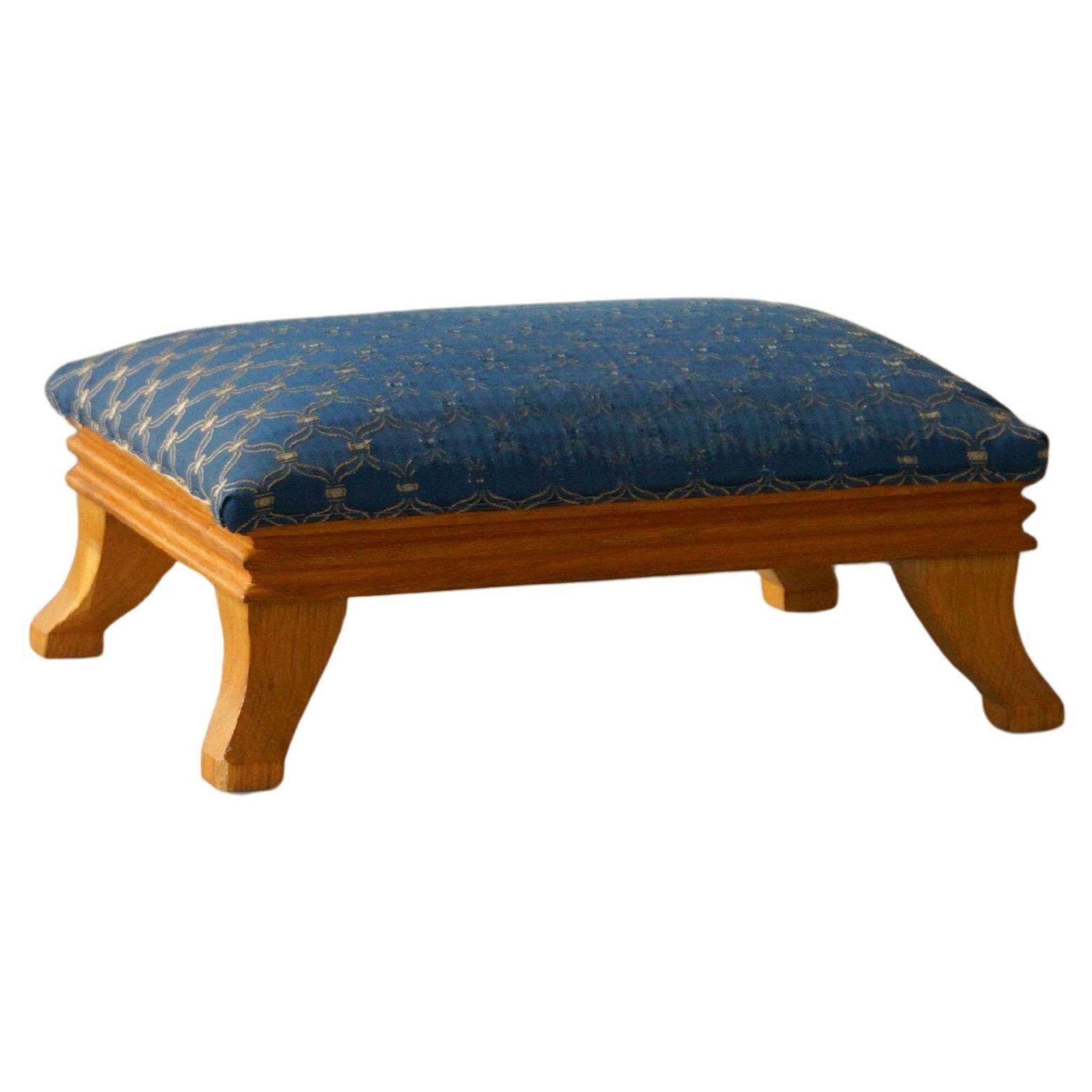 French Art Deco low stool with vintage upholstery made in the 1940s.