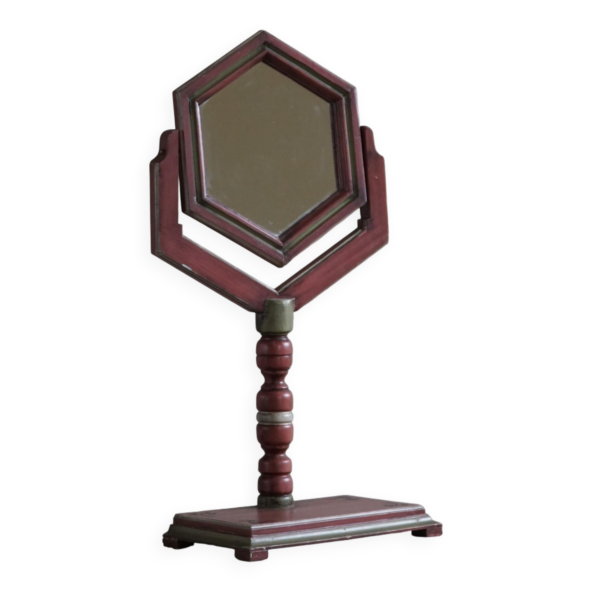 A pine table mirror by a Swedish cabinetmaker, folk art, early 20th century.