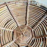 Rattan and wood stool