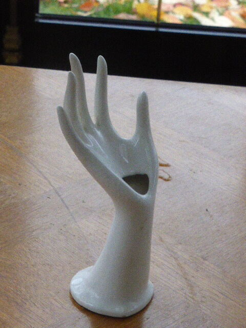 White enamelled ceramic hand, 1970