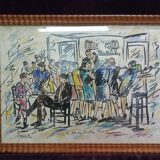 lively scene at the "craktie" bar around 1920 by André Meurisse (watercolor and gouache)